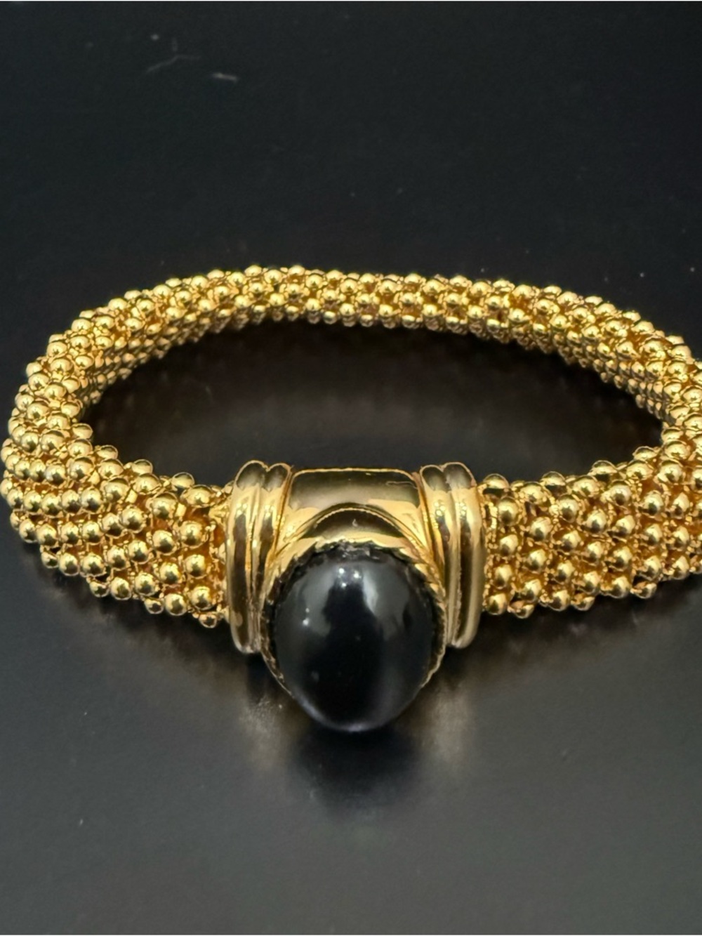 Vintage Elizabeth Taylor for AVON White Diamonds Gold Mesh Cabochon Bracelet - Picture 3 of 13